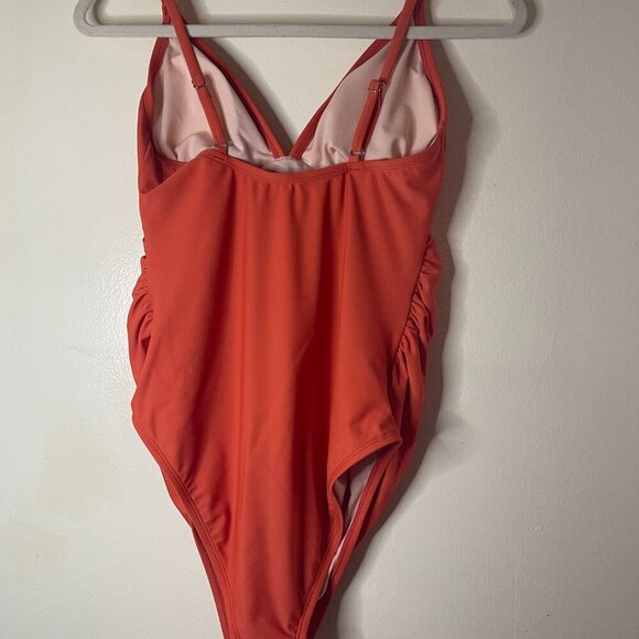 Cupshe Orange One-Piece Swimsuit with Ruched Design & Padded Cups, size M, NWT. - Picture 2 of 8